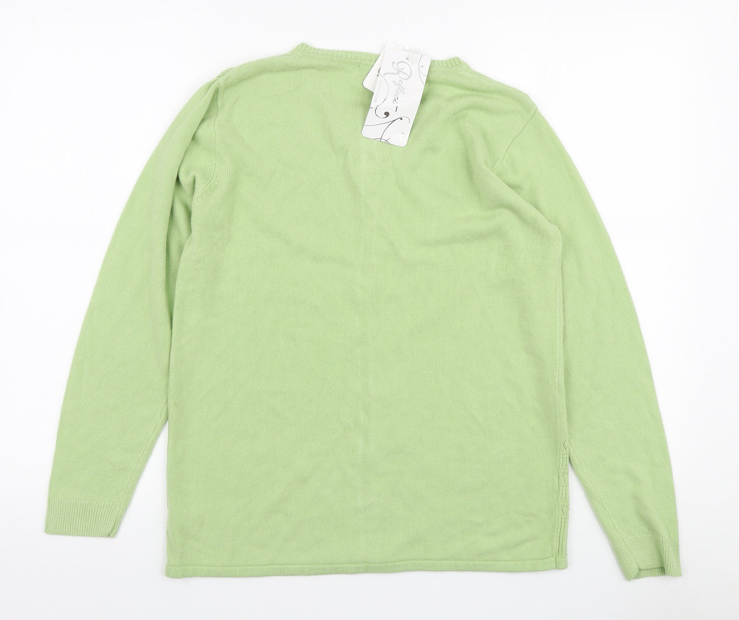 Reflect Collection Womens Green Round Neck Acrylic Cardigan Jumper Size S