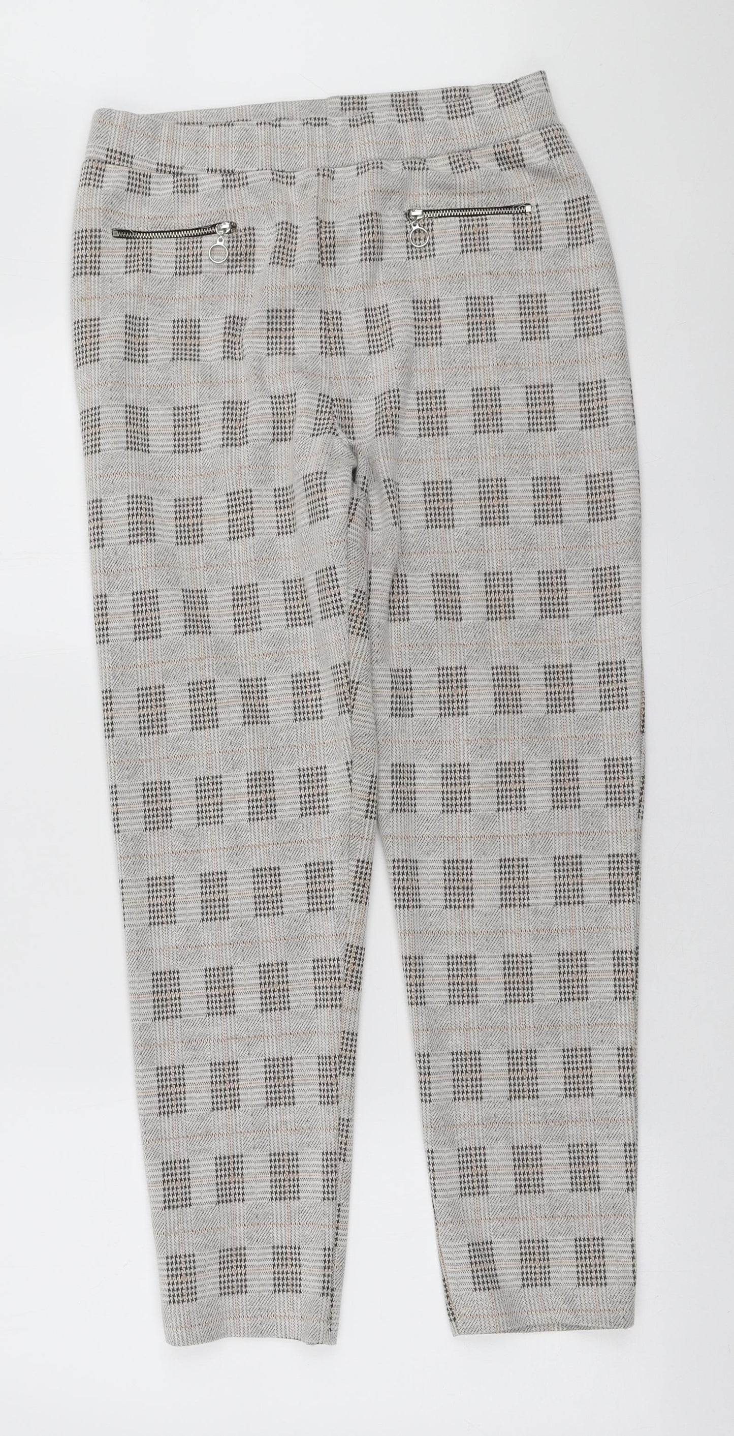 Select Womens Brown Plaid Polyester Trousers Size L L27 in Regular