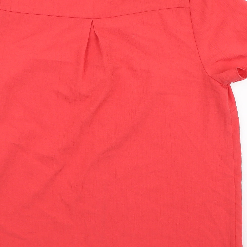 Papaya Womens Orange Polyester Basic Button-Up Size 16 V-Neck