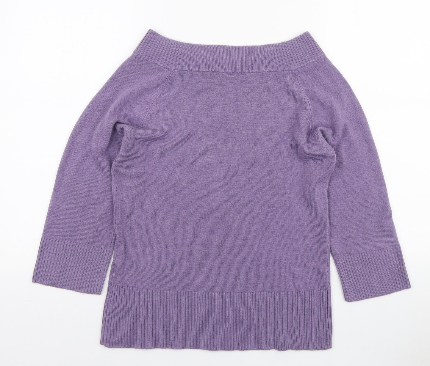 Editions Womens Purple Boat Neck Acrylic Pullover Jumper Size 12