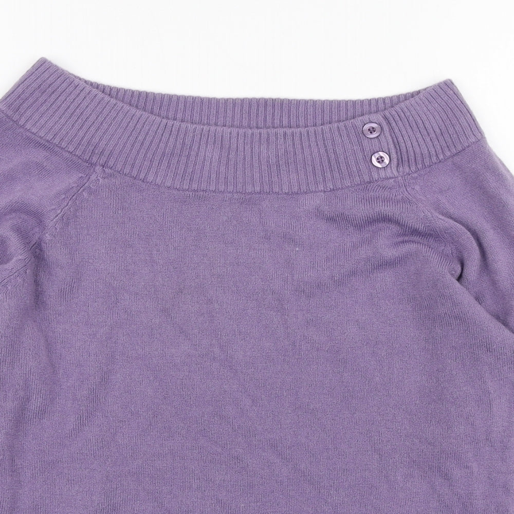 Editions Womens Purple Boat Neck Acrylic Pullover Jumper Size 12