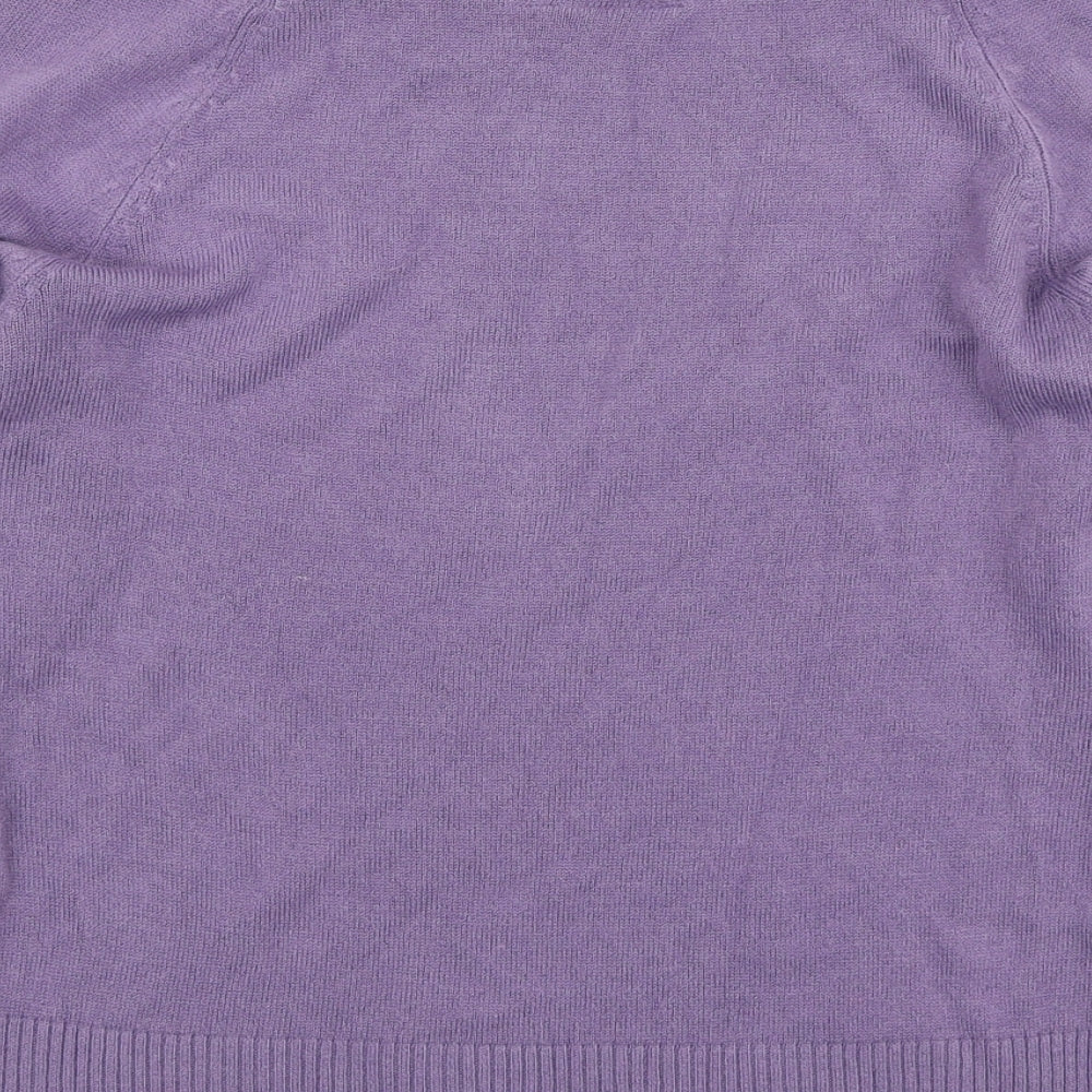 Editions Womens Purple Boat Neck Acrylic Pullover Jumper Size 12