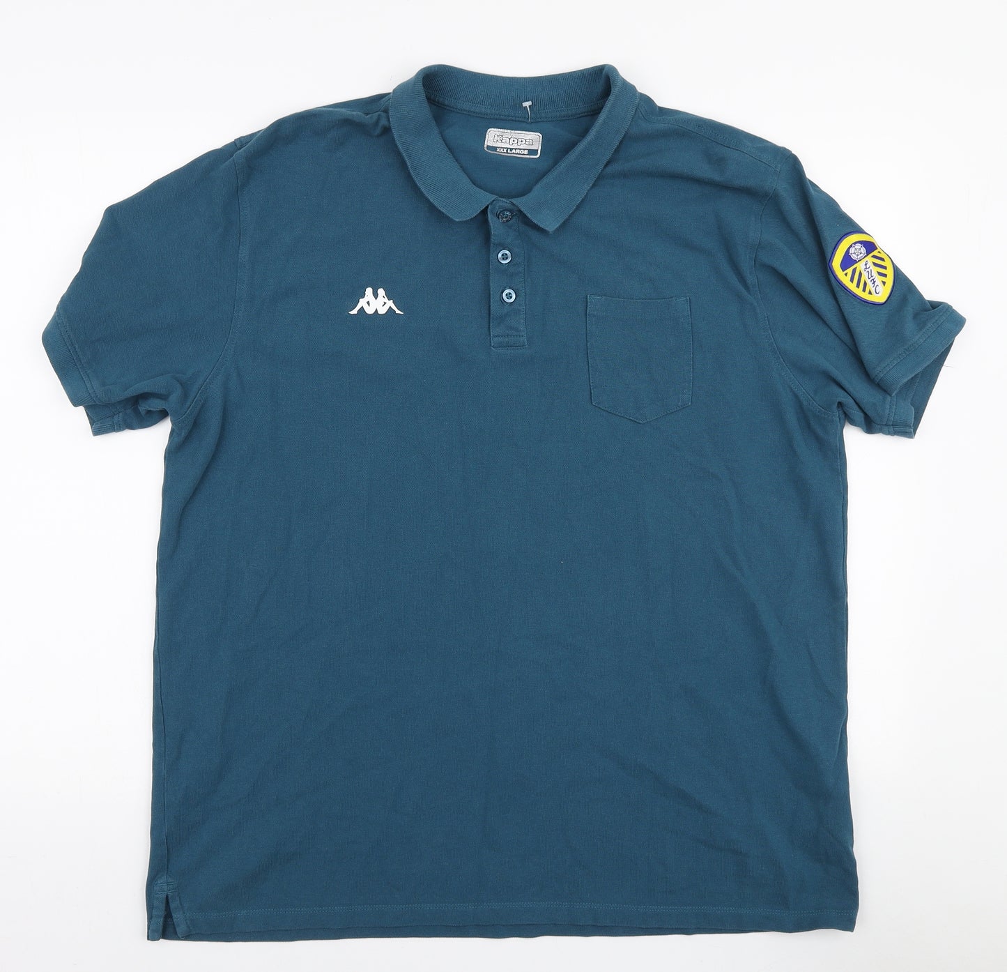 Kappa Mens Blue Cotton Polo Size 2XL Collared Button - Leeds United FC