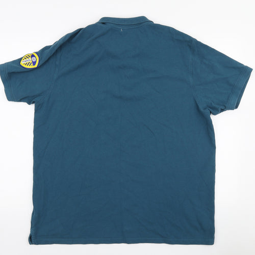 Kappa Mens Blue Cotton Polo Size 2XL Collared Button - Leeds United FC