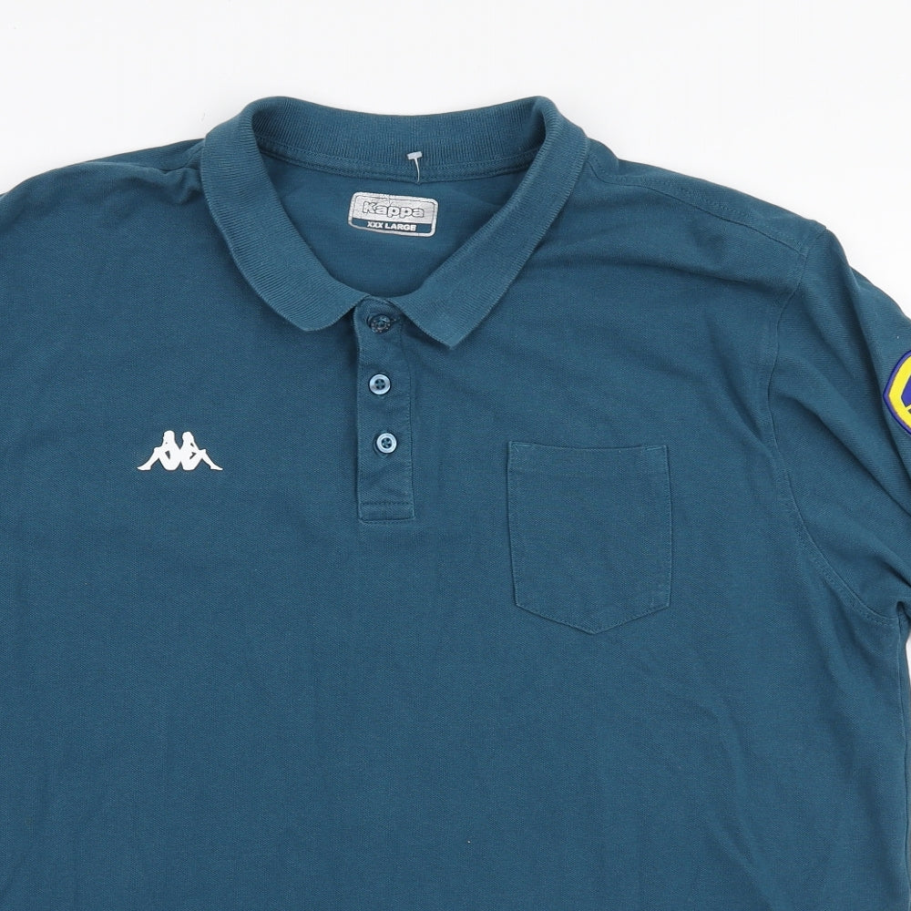 Kappa Mens Blue Cotton Polo Size 2XL Collared Button - Leeds United FC