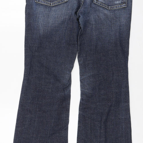 NEXT Womens Blue Cotton Bootcut Jeans Size 12 L29 in Regular Zip