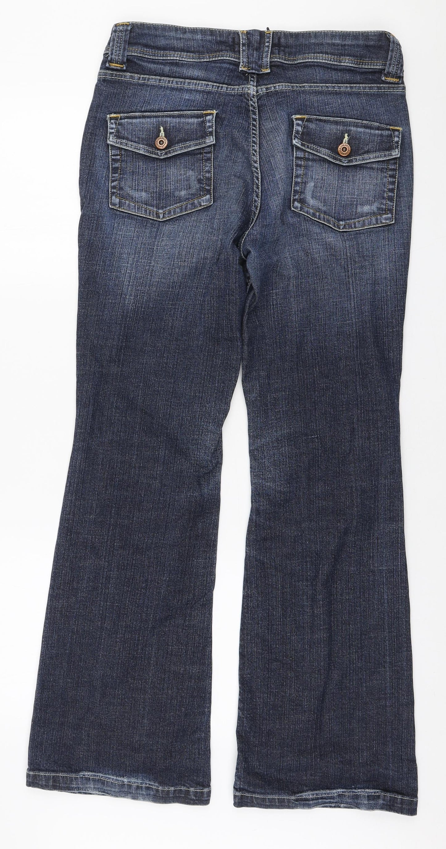 NEXT Womens Blue Cotton Bootcut Jeans Size 12 L29 in Regular Zip