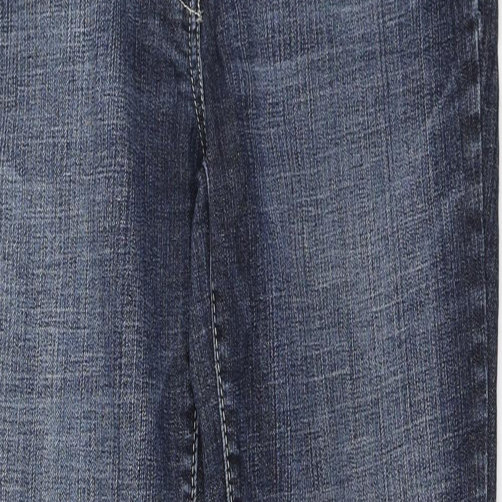 NEXT Womens Blue Cotton Bootcut Jeans Size 12 L29 in Regular Zip