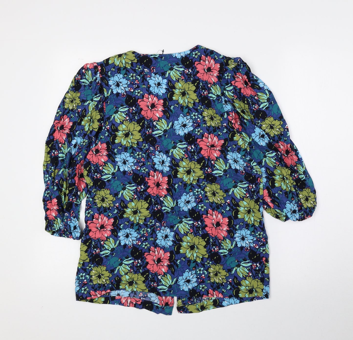 Marks and Spencer Womens Multicoloured Floral Viscose Basic Blouse Size 8 V-Neck