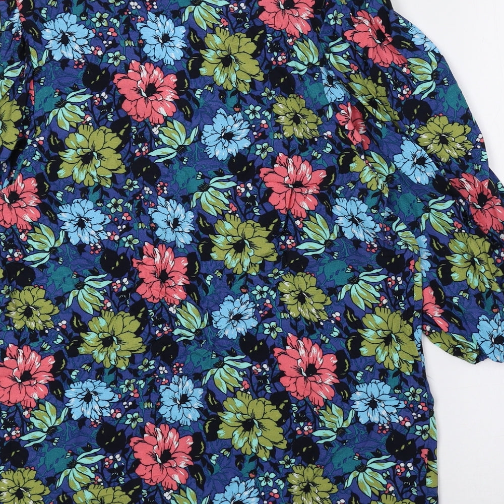 Marks and Spencer Womens Multicoloured Floral Viscose Basic Blouse Size 8 V-Neck