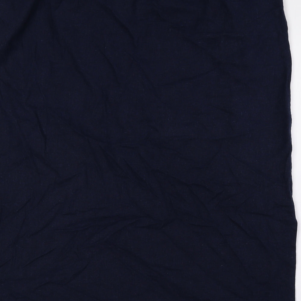 Marks and Spencer Womens Blue Polyester A-Line Skirt Size 20 Drawstring