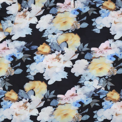 Preworn Womens Multicoloured Floral Polyester Basic Blouse Size XL Mock Neck