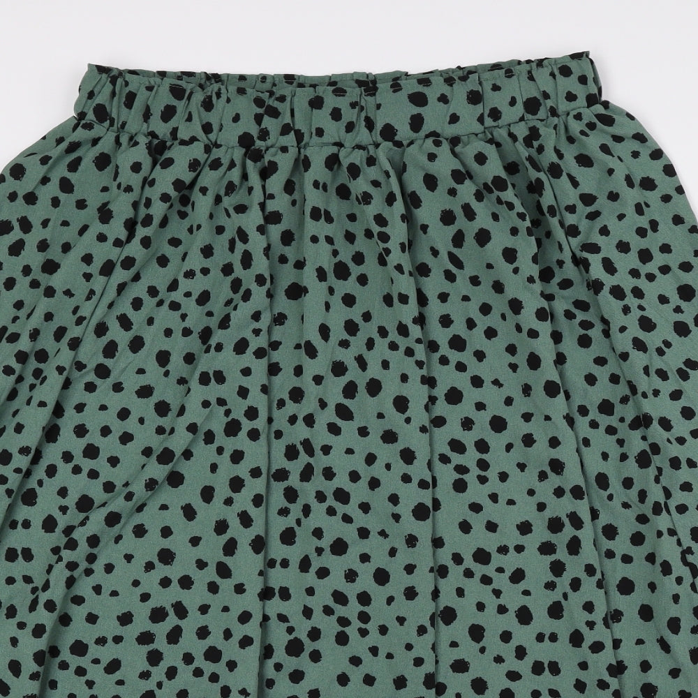 SheIn Womens Green Polka Dot Polyester A-Line Skirt Size L