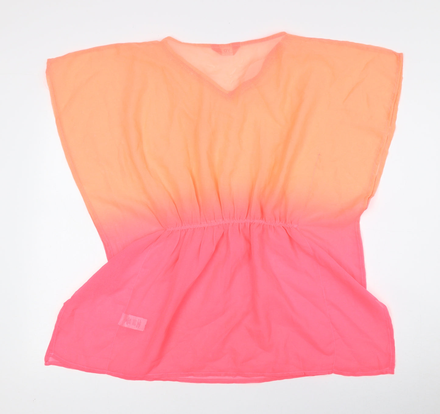 YD Girls Pink Polyester Basic Blouse Size 12-13 Years V-Neck Pullover - Beach Cover Up