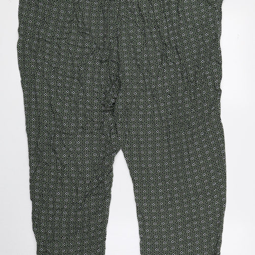 Marks and Spencer Womens Green Geometric Viscose Trousers Size 20 L27 in Regular