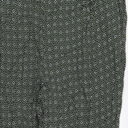 Marks and Spencer Womens Green Geometric Viscose Trousers Size 20 L27 in Regular