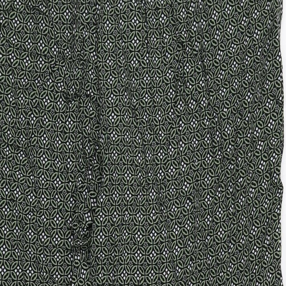 Marks and Spencer Womens Green Geometric Viscose Trousers Size 20 L27 in Regular