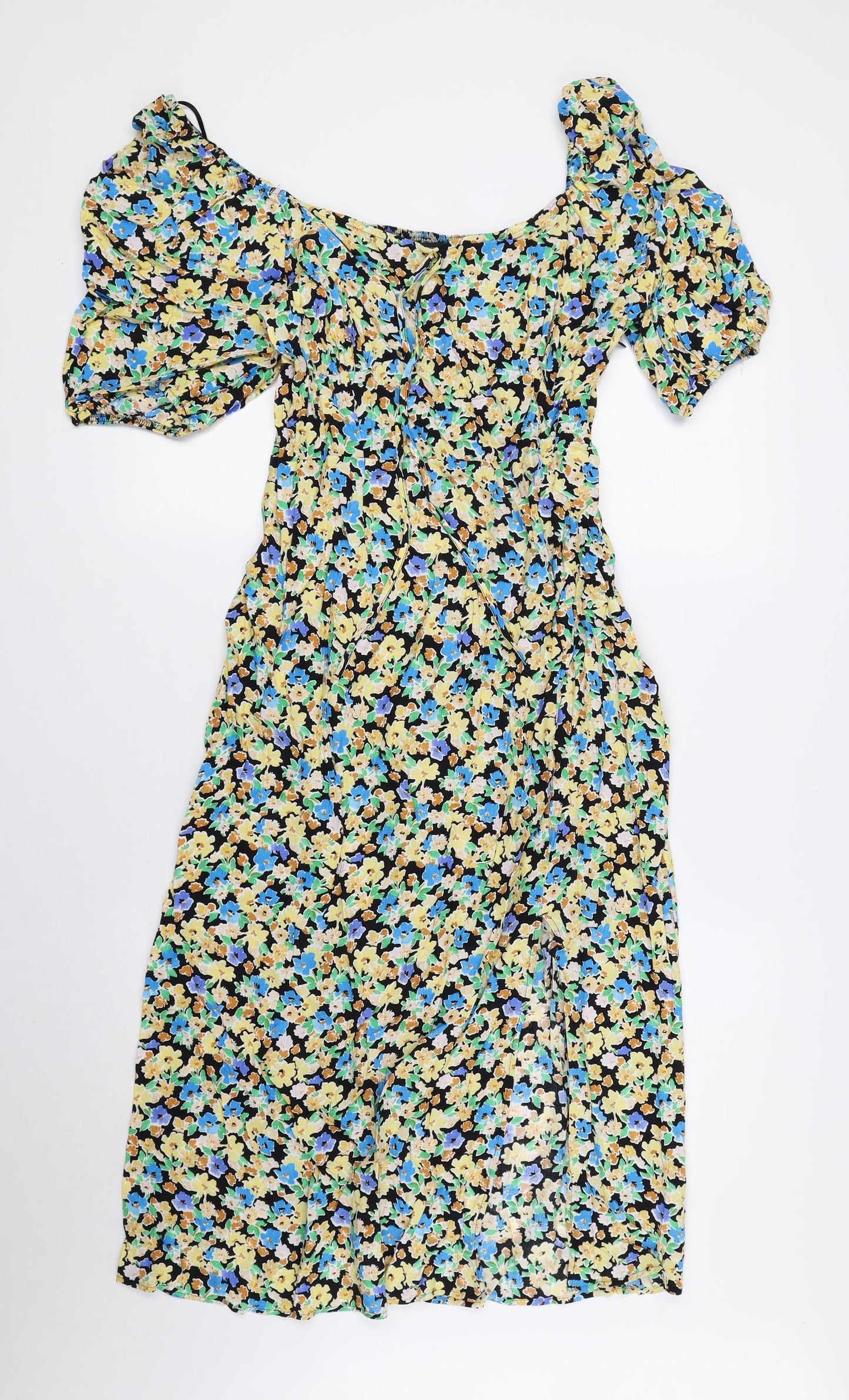 Marks and Spencer Womens Multicoloured Floral Viscose Fit & Flare Size 12 Off the Shoulder Pullover