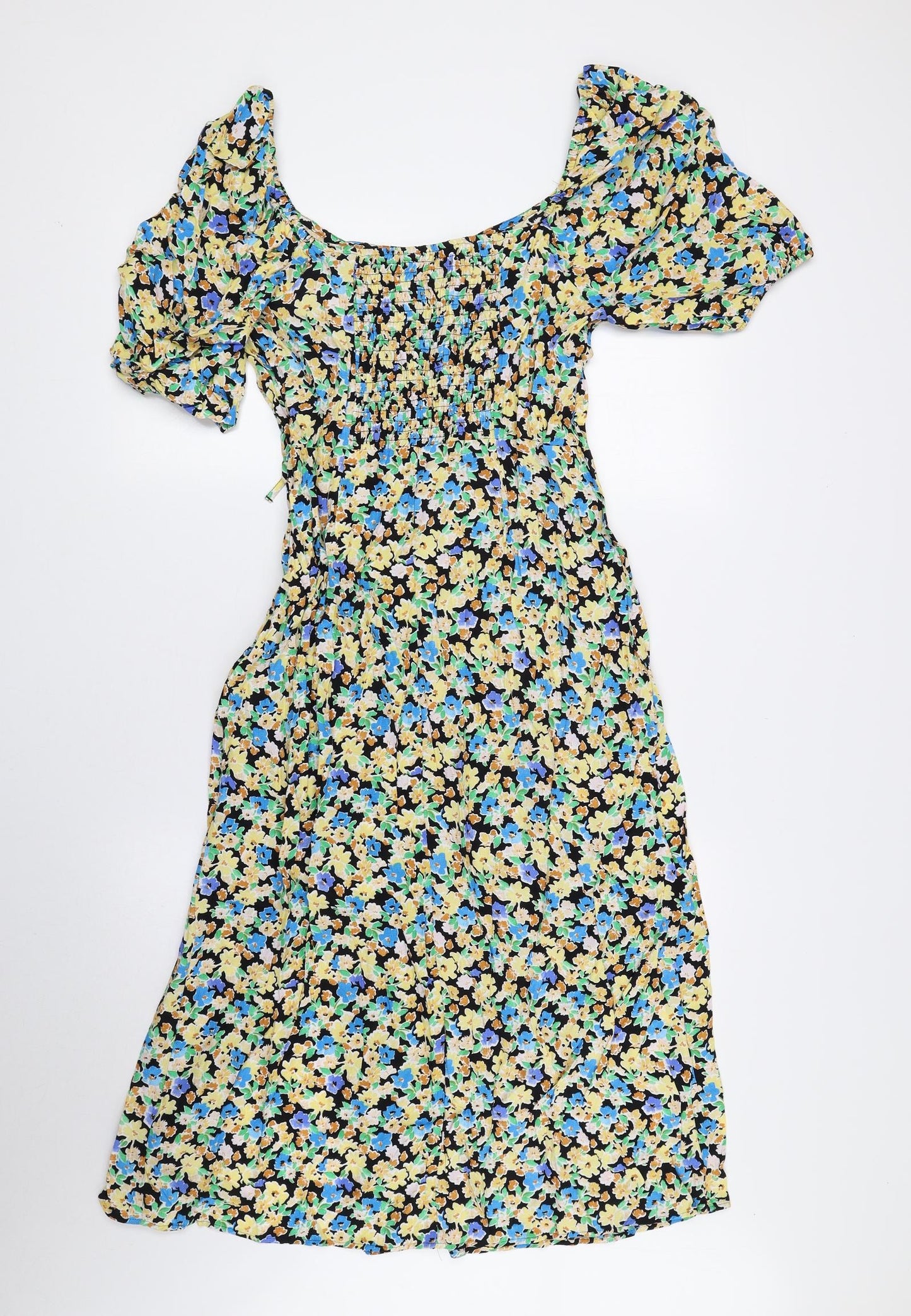 Marks and Spencer Womens Multicoloured Floral Viscose Fit & Flare Size 12 Off the Shoulder Pullover