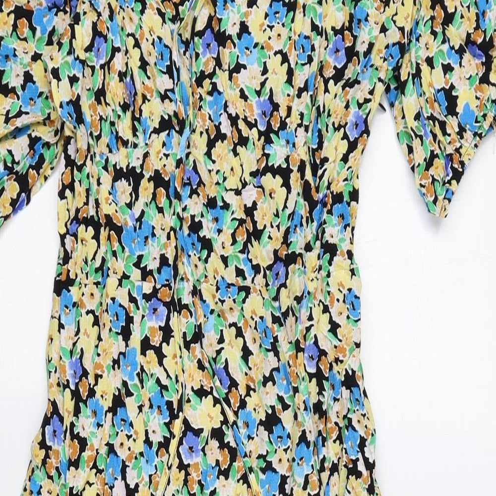 Marks and Spencer Womens Multicoloured Floral Viscose Fit & Flare Size 12 Off the Shoulder Pullover