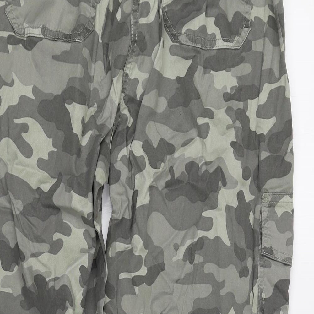 Marks and Spencer Womens Green Camouflage Lyocell Cargo Trousers Size 12 L22 in Regular Zip