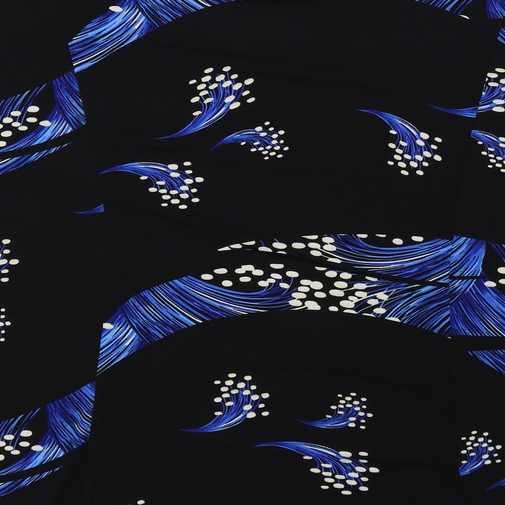 Saloos Womens Blue Geometric Polyester Basic Blouse Size 12 Round Neck