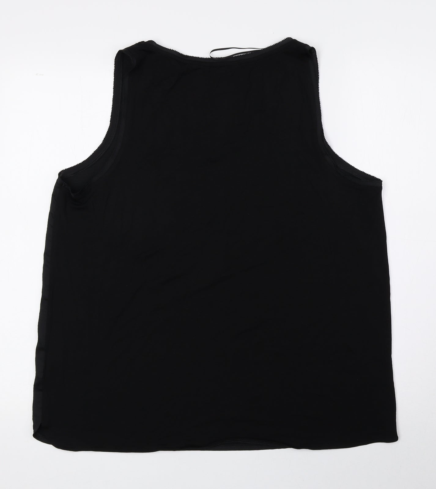Marks and Spencer Womens Black Polyester Basic Tank Size 14 Scoop Neck