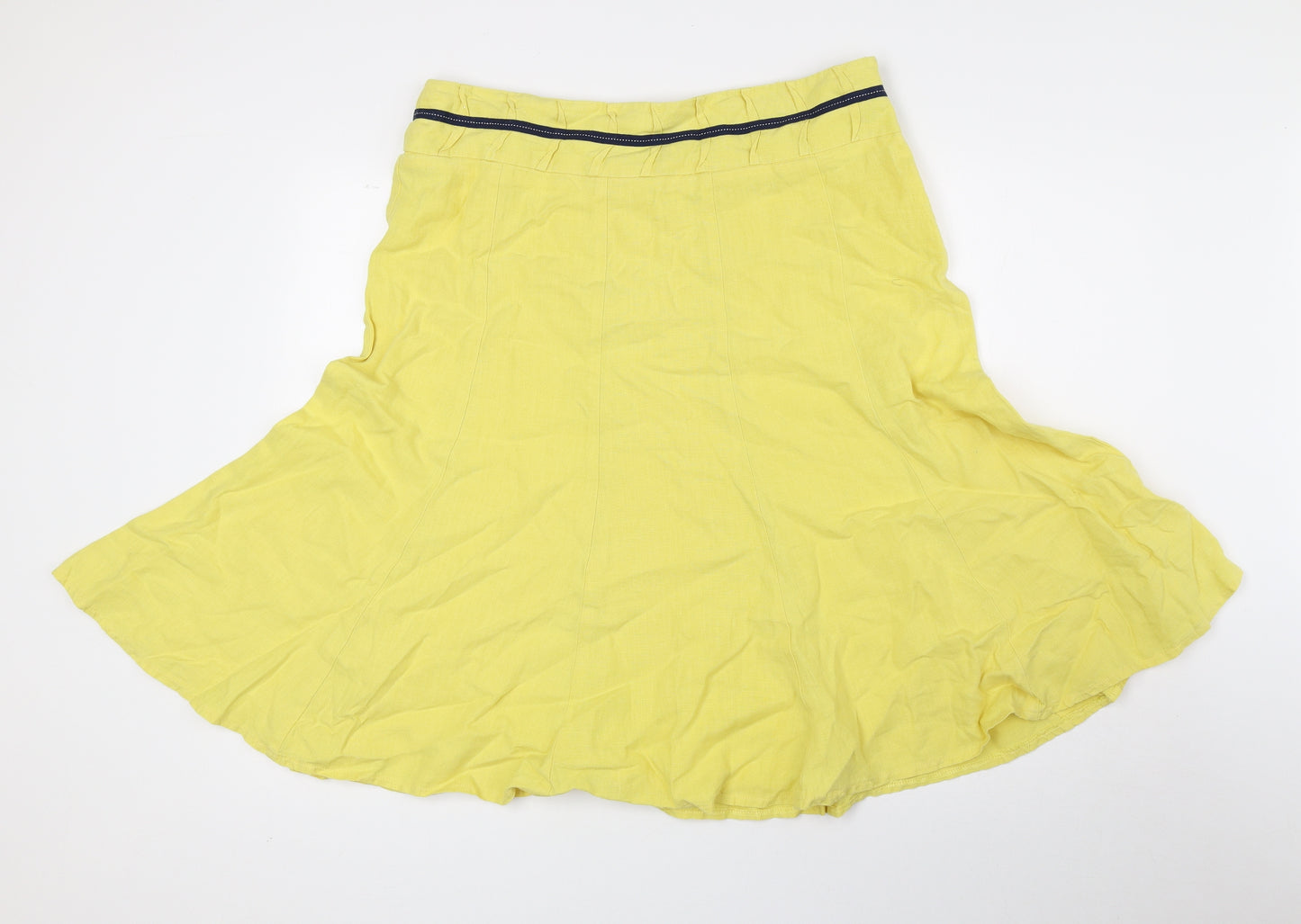 Per Una Womens Yellow Linen Trumpet Skirt Size 14 Zip