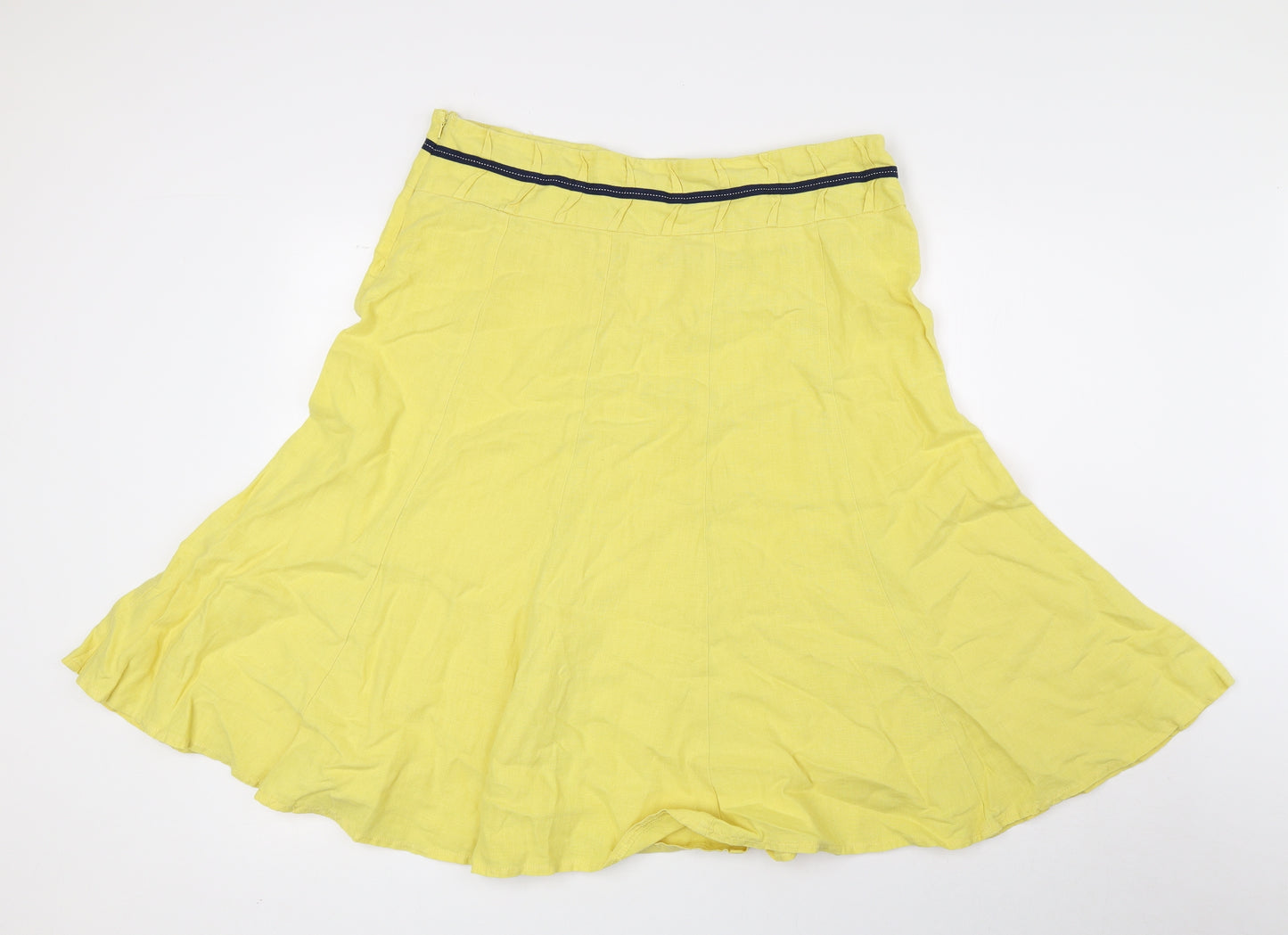 Per Una Womens Yellow Linen Trumpet Skirt Size 14 Zip