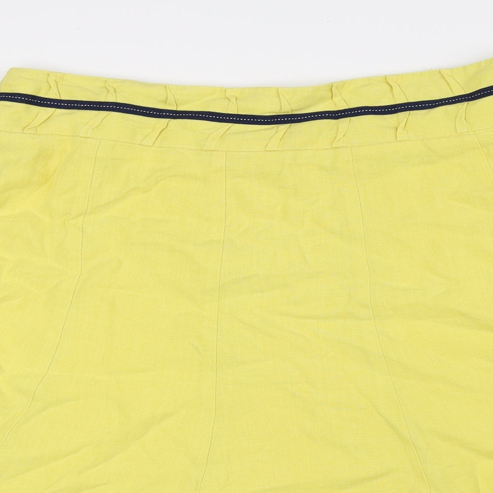 Per Una Womens Yellow Linen Trumpet Skirt Size 14 Zip