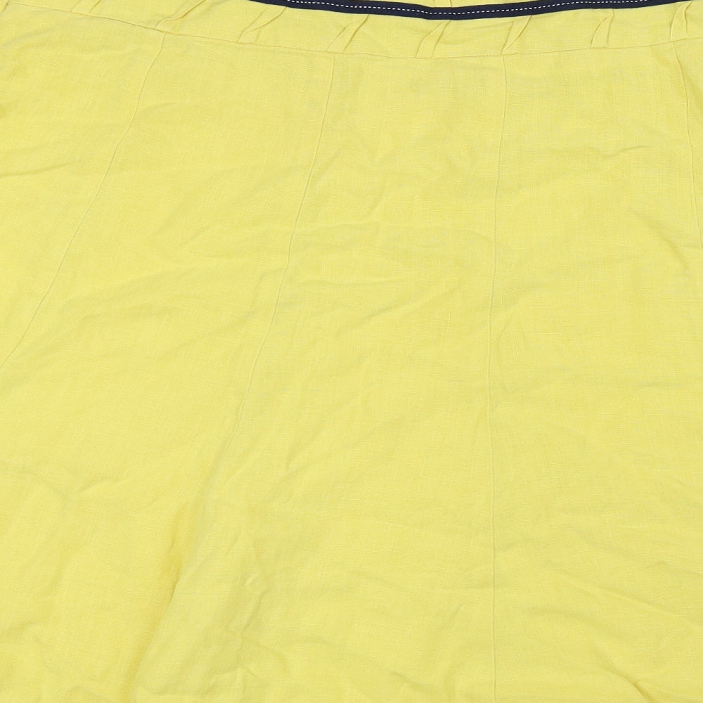 Per Una Womens Yellow Linen Trumpet Skirt Size 14 Zip
