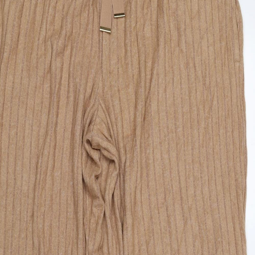 The Lounge Edit Womens Beige Polyester Jogger Trousers Size 14 L27.5 in Regular - Ribbed