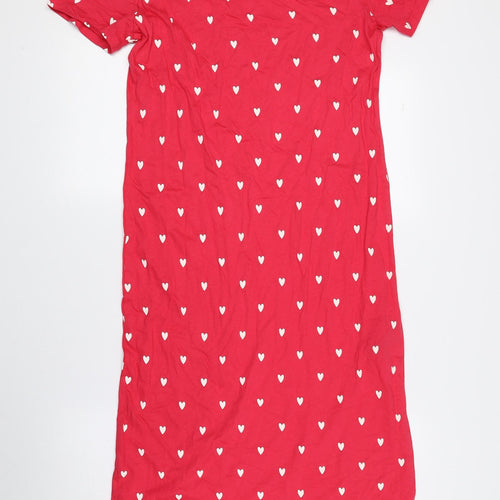 Marks and Spencer Womens Pink Geometric 100% Cotton Chemise Dress Size 8
