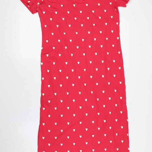 Marks and Spencer Womens Pink Geometric 100% Cotton Chemise Dress Size 8