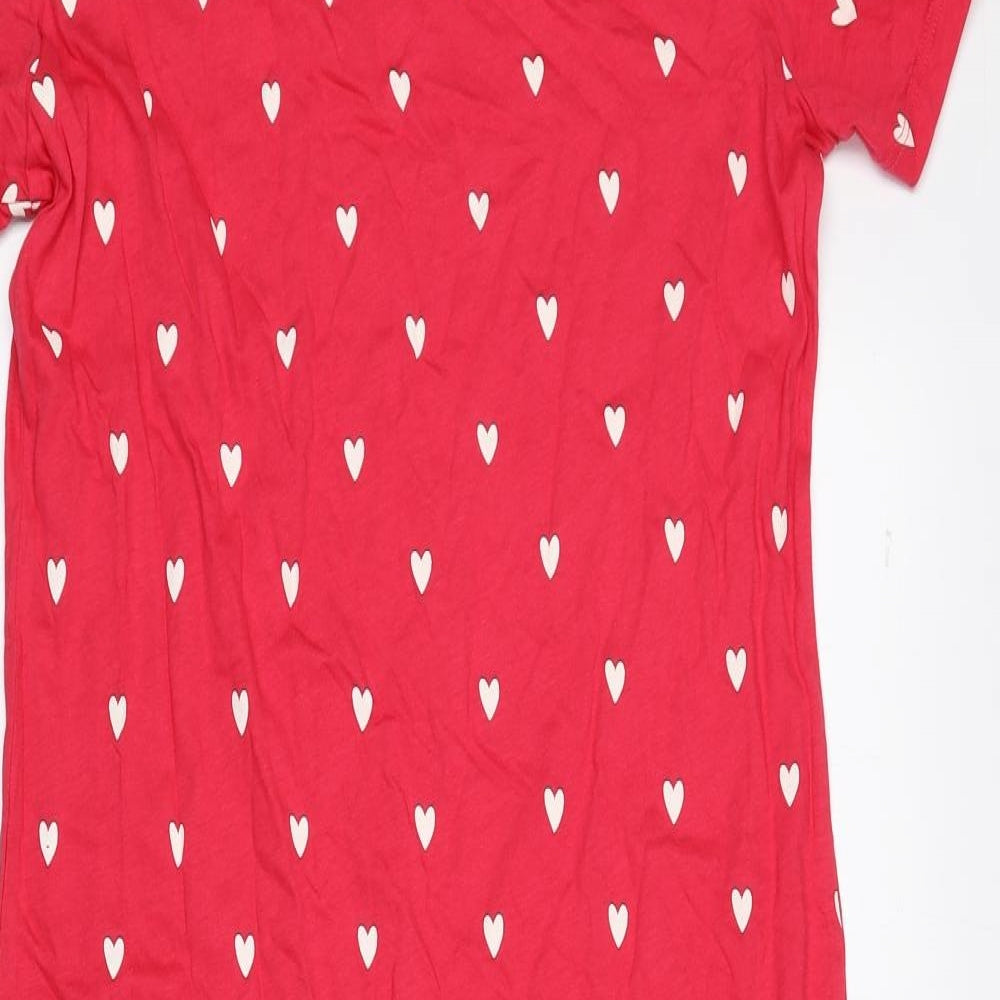 Marks and Spencer Womens Pink Geometric 100% Cotton Chemise Dress Size 8