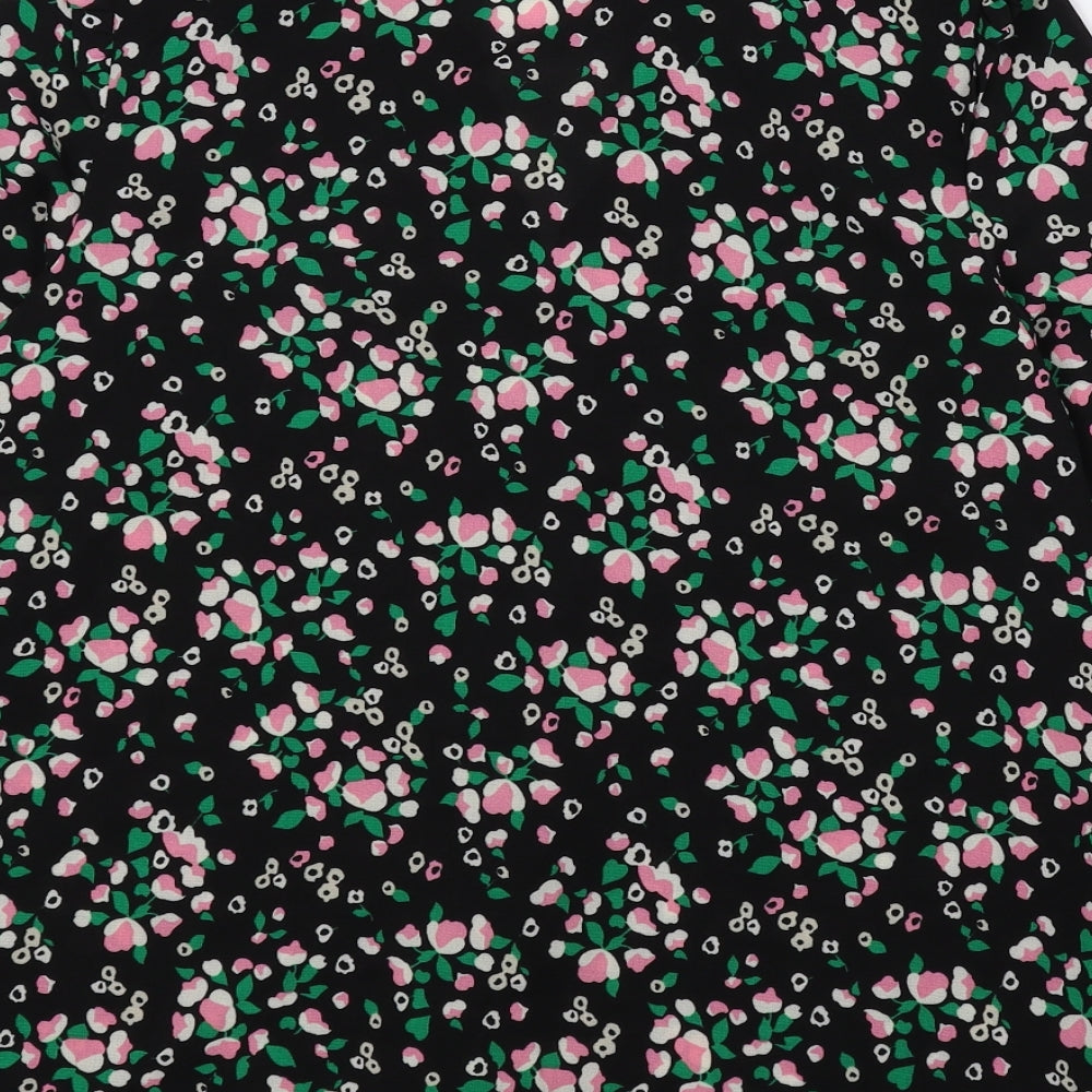 Marks and Spencer Womens Multicoloured Floral Polyester Basic Blouse Size 8 V-Neck