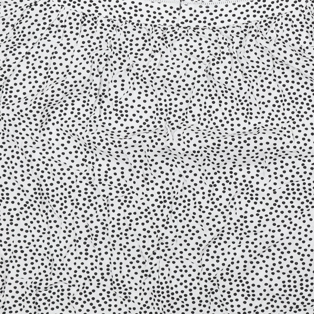 Marks and Spencer Womens Black Polka Dot Viscose Basic Blouse Size 10 Round Neck