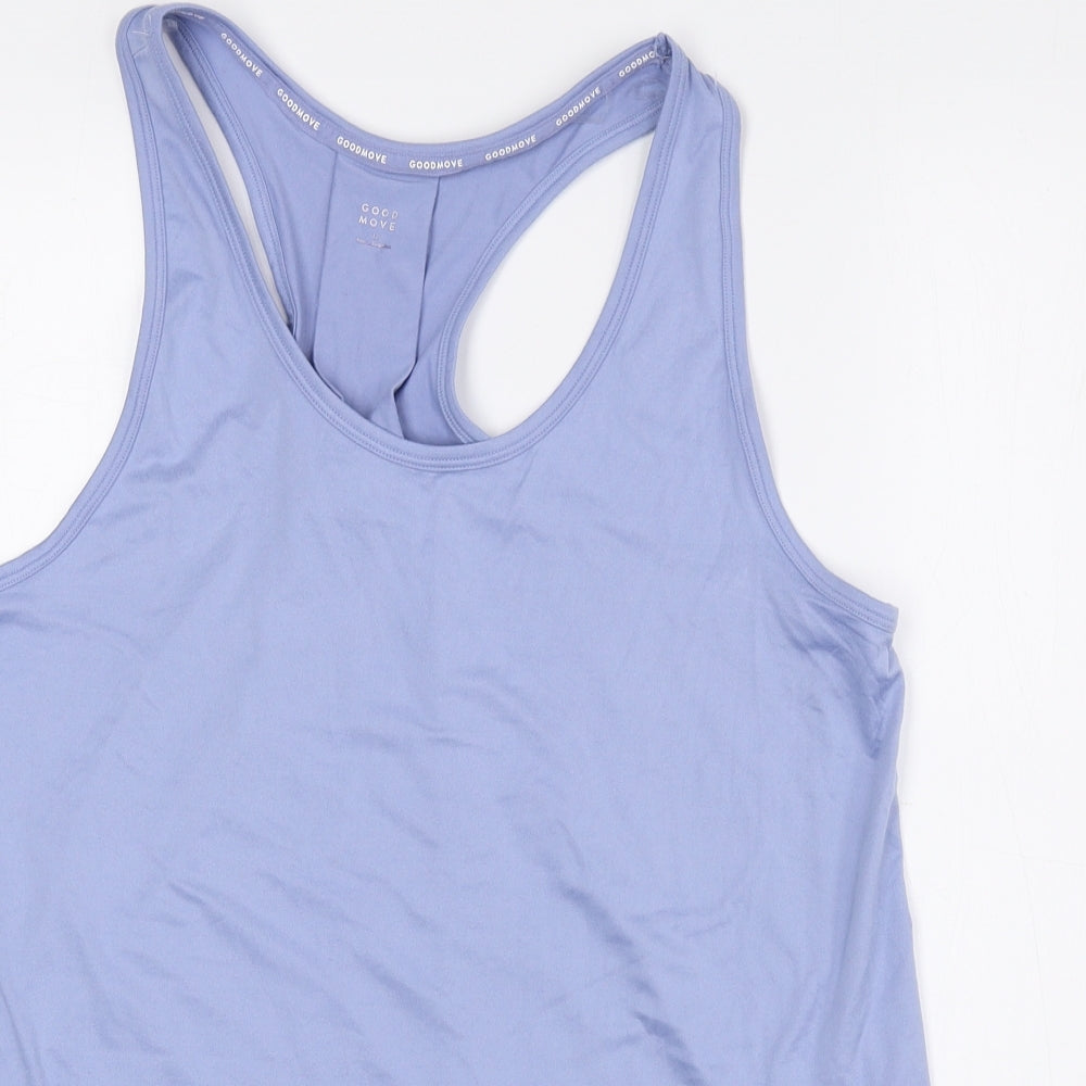 Marks and Spencer Womens Blue Polyester Basic Tank Size 12 Scoop Neck Pullover