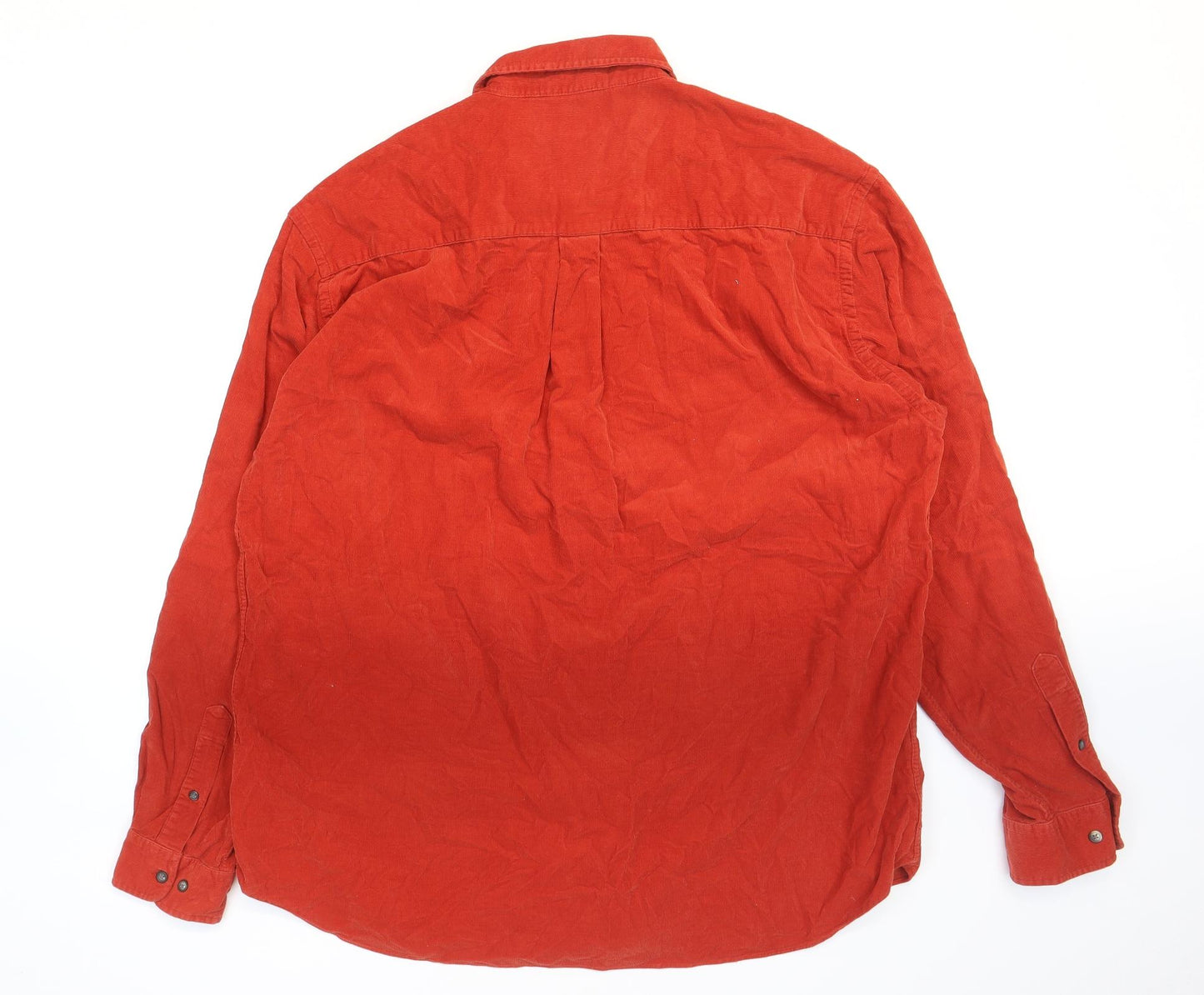 Racing Green Mens Orange Cotton Button-Up Size XL Collared Button