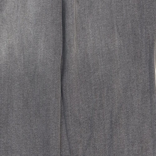 F&F Womens Grey Cotton Straight Jeans Size 16 L27 in Regular Zip - Washed look
