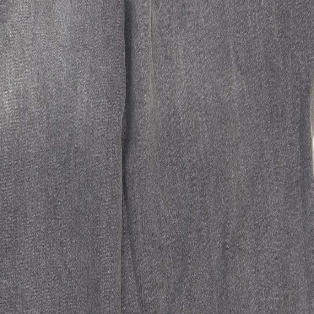 F&F Womens Grey Cotton Straight Jeans Size 16 L27 in Regular Zip - Washed look
