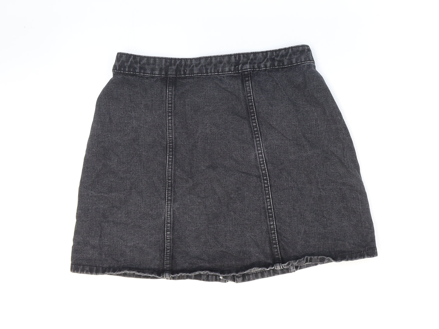 Denim & Co. Womens Black Cotton Mini Skirt Size 10 Zip