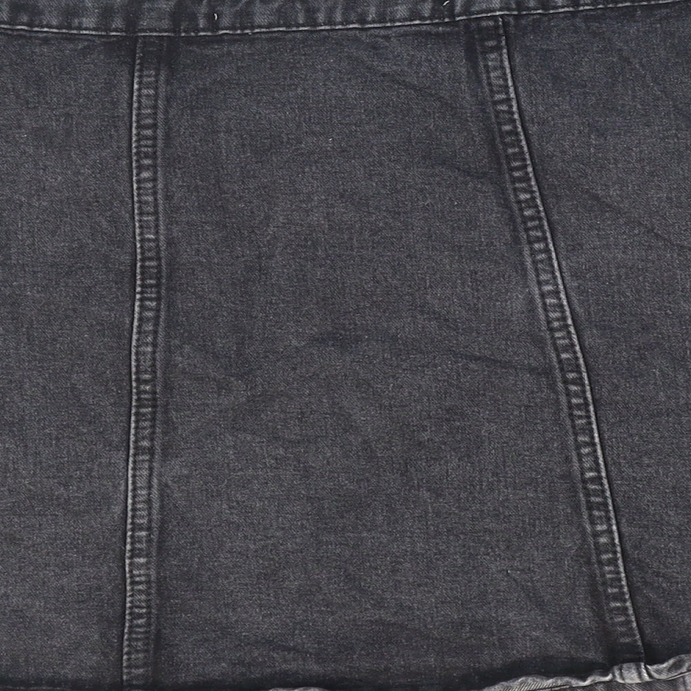 Denim & Co. Womens Black Cotton Mini Skirt Size 10 Zip