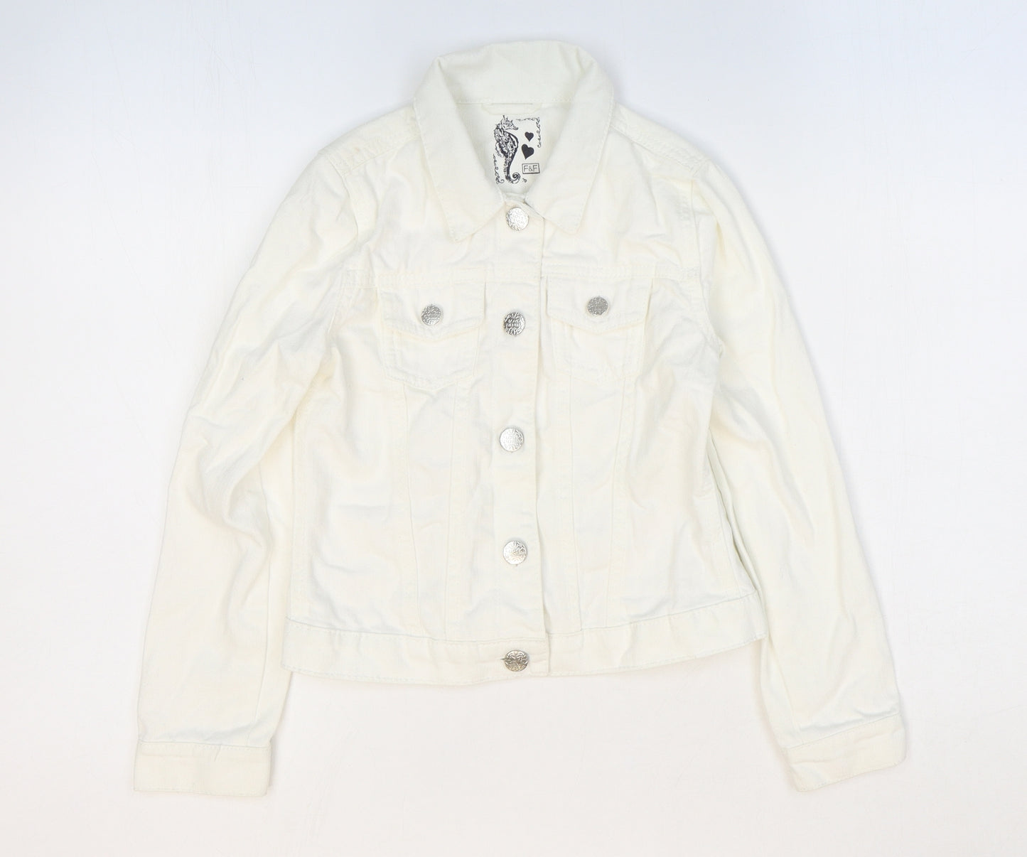 F&F Girls White Jacket Size 8-9 Years Button