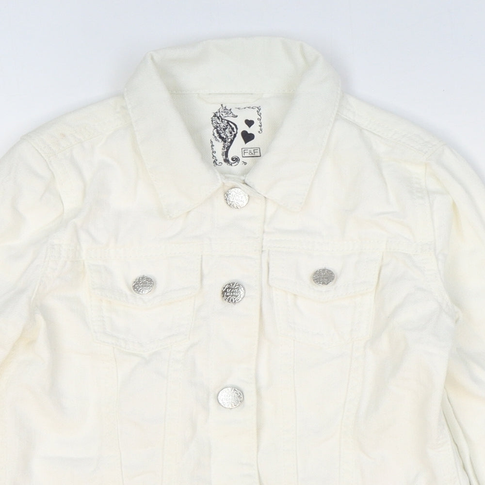 F&F Girls White Jacket Size 8-9 Years Button