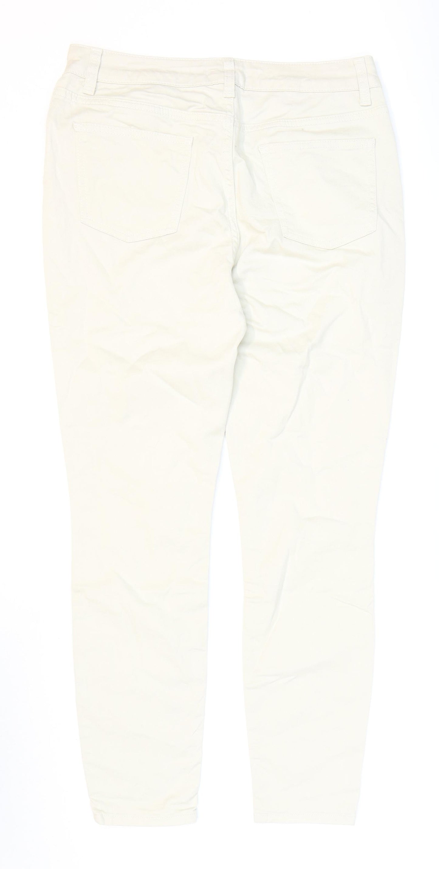 TU Womens Ivory Cotton Tapered Jeans Size 12 L26 in Regular Zip
