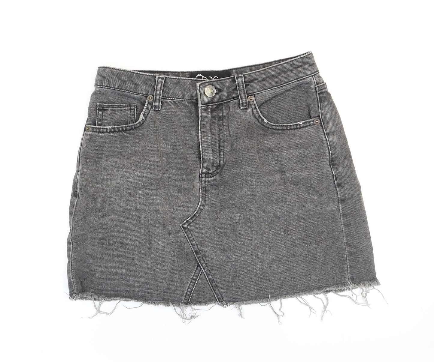 BDG Womens Black Cotton Mini Skirt Size S Zip - Distressed Look