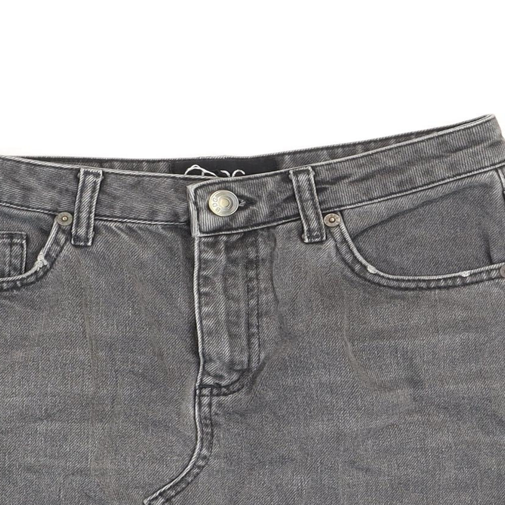 BDG Womens Black Cotton Mini Skirt Size S Zip - Distressed Look