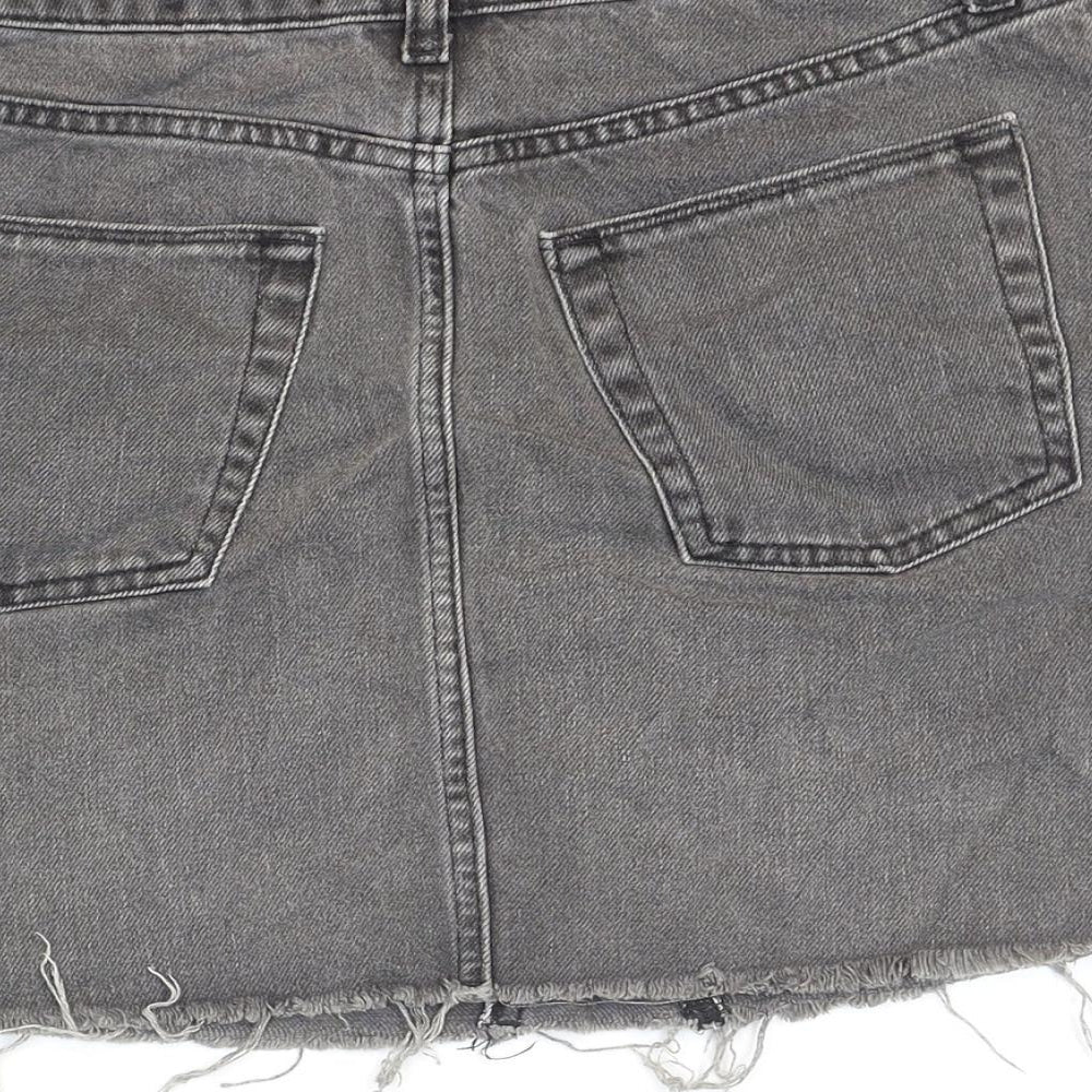 BDG Womens Black Cotton Mini Skirt Size S Zip - Distressed Look