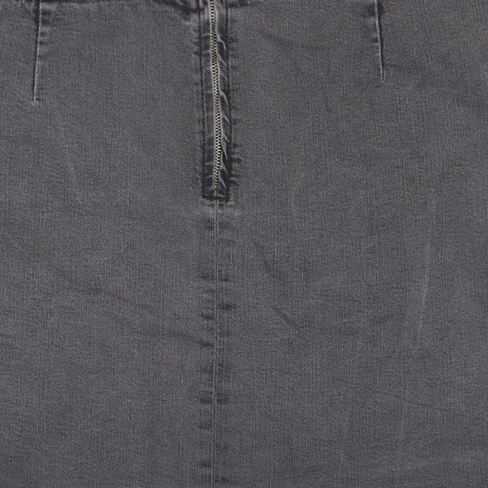 Oasis Womens Black Cotton Mini Skirt Size 14 Zip